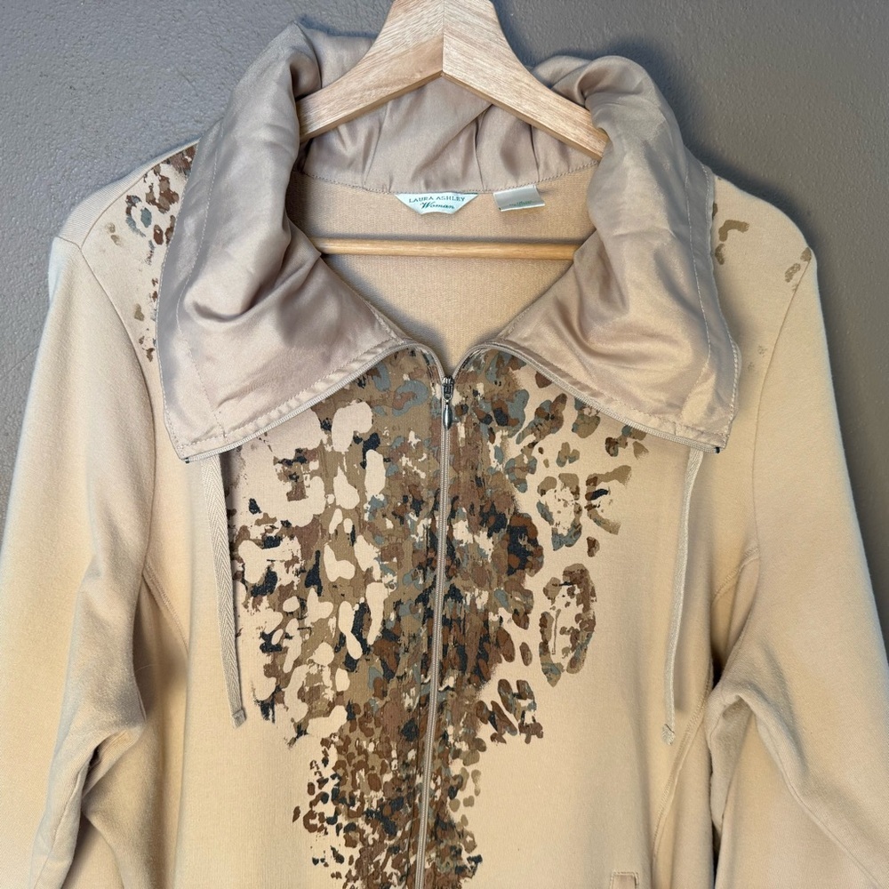 Laura Ashley Women's Animal Print Patterned Zip Up Sweatshirt Size 1X - Picture 5 of 15